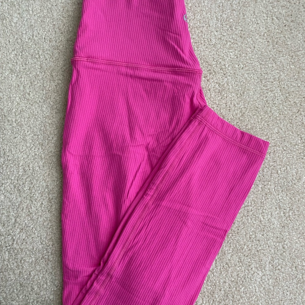 Lululemon Athletica Sonic Pink Ribbed Align Leggings - Picture 2 of 6